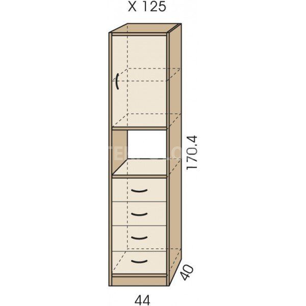 Regál se zásuvkami JIM 5 X 125