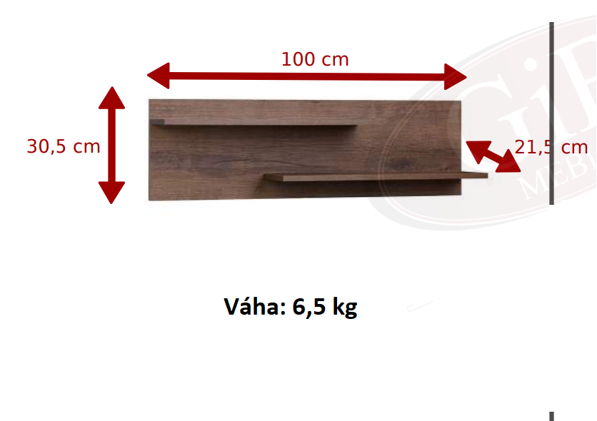 Závěsná police DANVER D-07