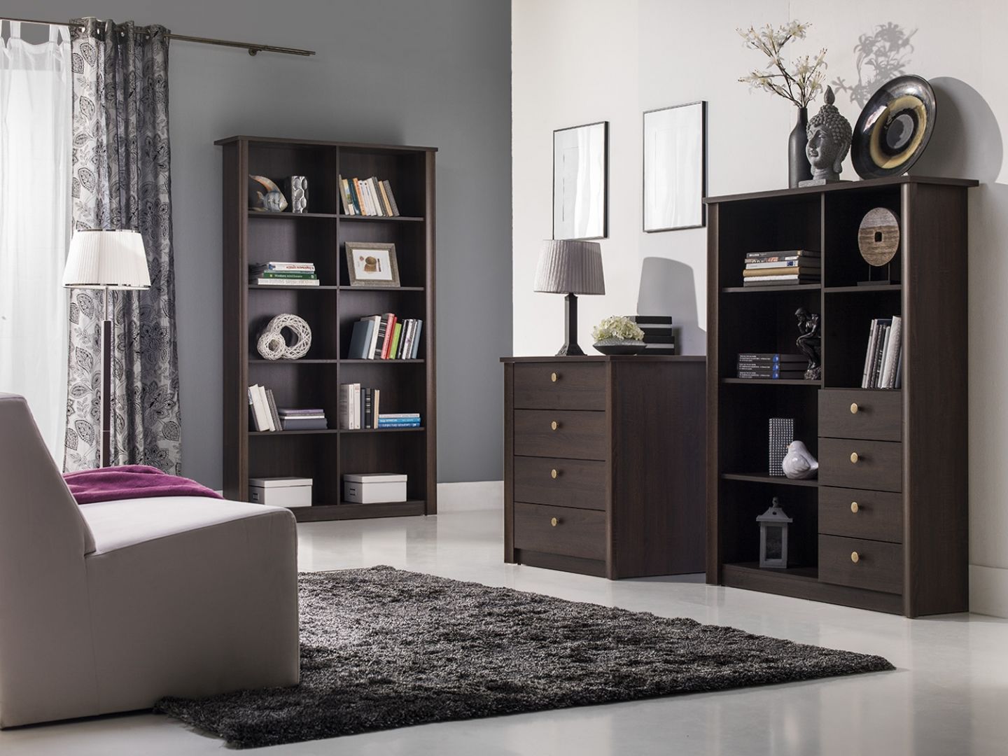 Regál Finezia F8 Dub Sonoma čokoláda