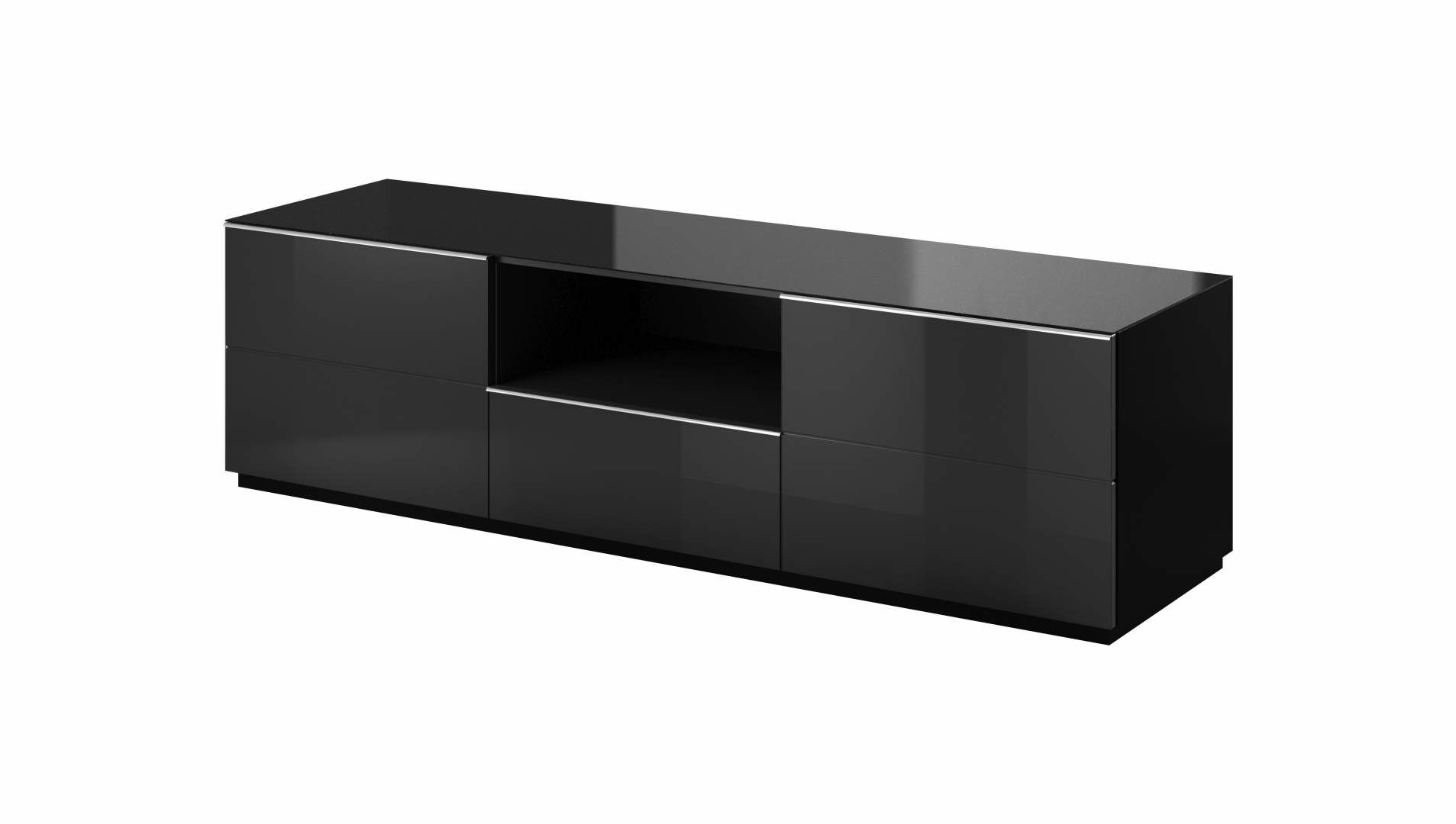 TV stolek 180 HELIO Černá - černé sklo