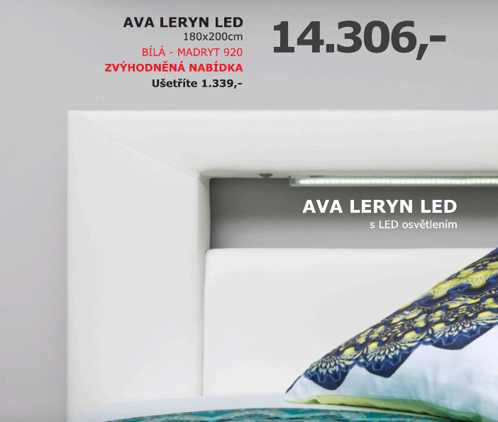 Čalouněná postel AVA LERYN 160 LED Osvětlení