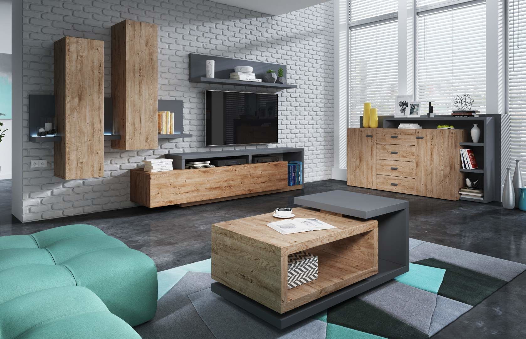 Komoda BOTA Antracit - Dub Ribbec