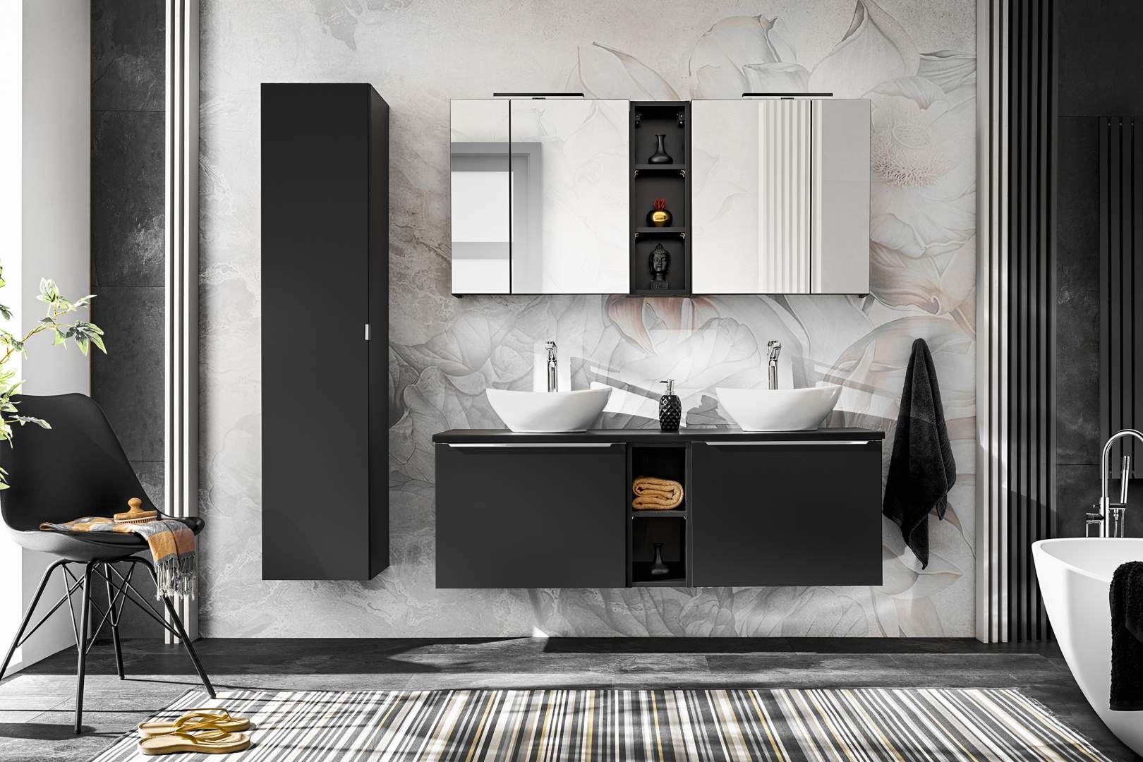 Koupelnová skříňka SANTA FEE ČERNÁ 84-80 - závěsná zrcadlo 80