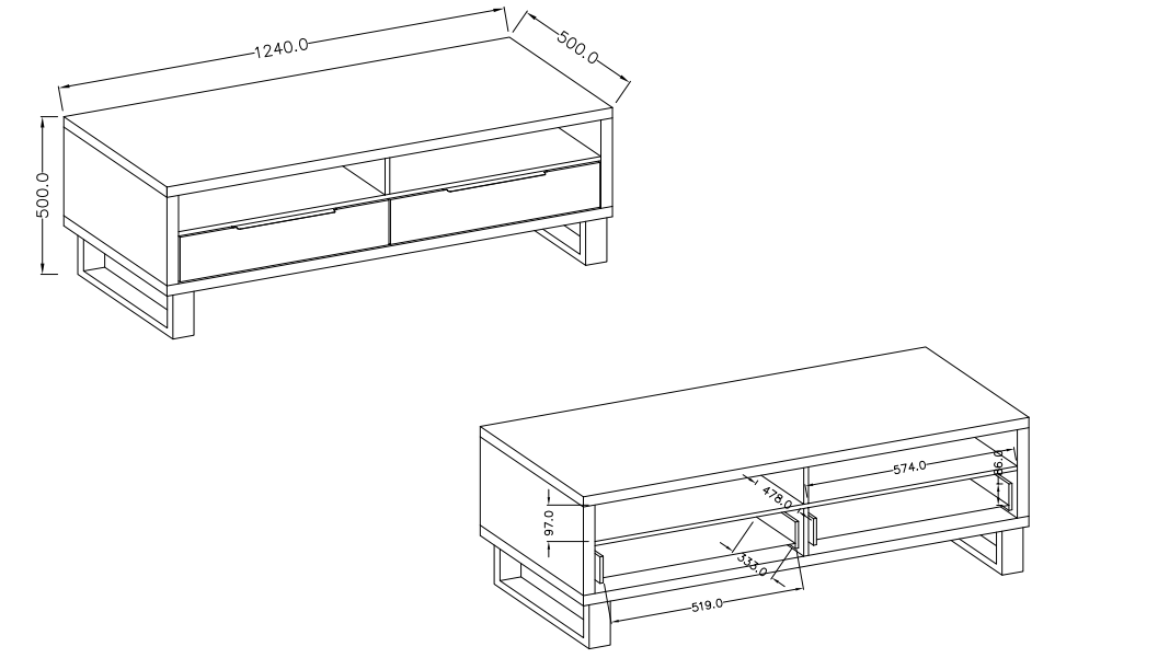 TV komoda 120 HALLE Dub Wotan