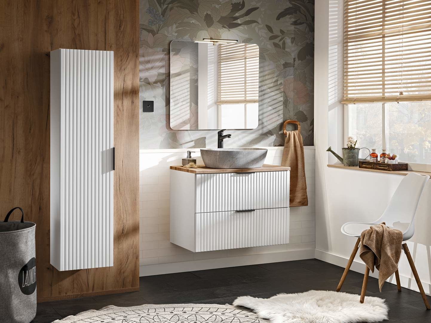 Koupelnová skříňka ADELLE BÍLÁ 82-80 - pod umyvadlo 80 + poličky 81 01