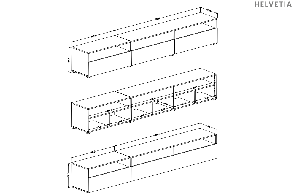 TV komoda BAROS Světlá břidlice Montreal