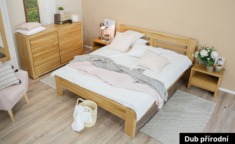 Manželská postel z masivu LK211 dub