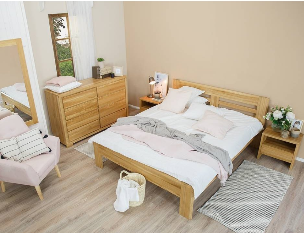 Manželská postel z masivu LK111 buk