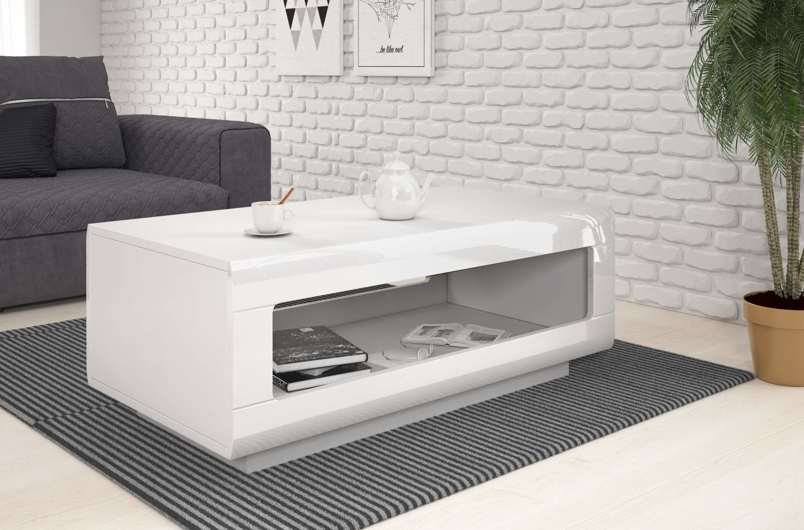 Konferenční stolek TULSA Bílý lesk