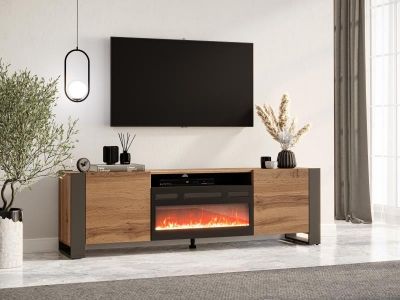 TV komoda WOOD s krbem